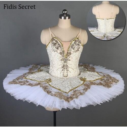 Ivory Professional Platter Ballet Tutu Overlay,Women Flower Fairy Princess Costumes Dress,Girls Ballerina Classical Stage Wear