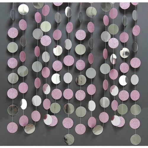 Party Glitter Pink Circle Garland For Wedding Events Party Birthday Baby Shower Decorations Kids Room Decor banner wedding Flag