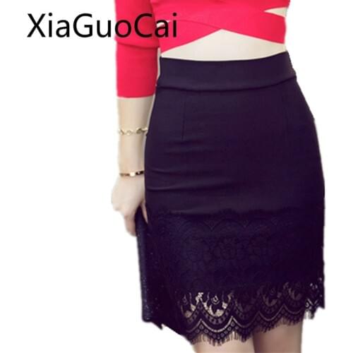 Lace High Waist Women Skirts Solid Slim Female OL Skirts Knee-length Casual Pencil Skirts Fashion Bottoms Drop Shipping Lu4 35
