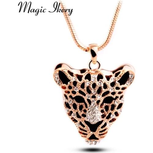 Magic Ikery High Quality Gold Color Chain Rhinestone Leopard Panda Animal Short Necklace Women Men Jewelry MKL5191