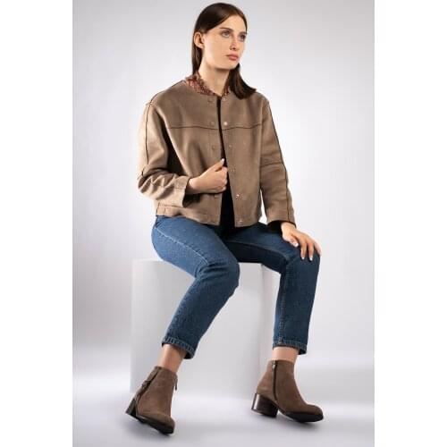 CZ London Genuine Leather Women Short Boots Arched Zipper Heels