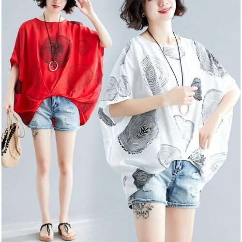 Plus Size White Cotton Linen Top Womens Tops and Blouses Batwing Sleeve on Female Tunic Korean Style Thin Summer Shirts Blusas