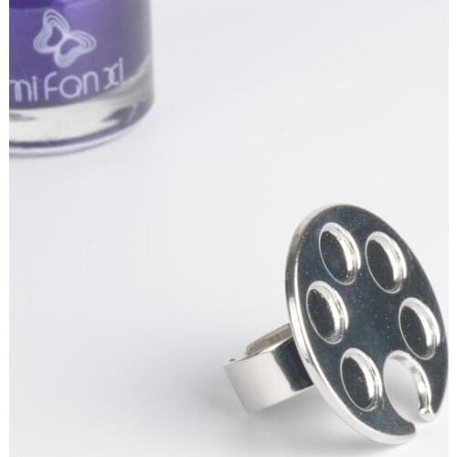 1pc Ring Shape Mini Manicure Palette Nail Art Finger Ring Palette Makeup Mixing Acrylic Paint Palettes Nail Tools