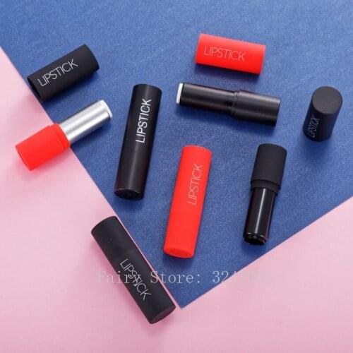 10/30/50pcs Matte Black Red Round Empty Lipstick Tube Lip Balm Container Cosmetics Refillable Shell Packaging 12.1mm Homemade
