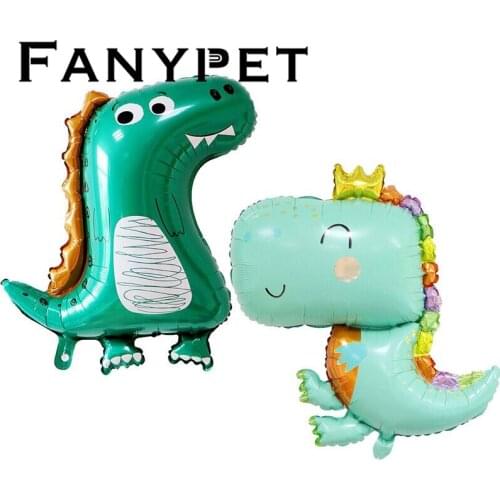 10/50pcs Cute crown dinosaur Foil balloon 18 inch Round Birthday party decoration Kids toy wholesale Helium balloon baby shower