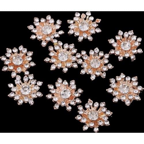 10pc Diamante Rhinestone Button Flatback Crystal Wedding Decor Embellishment