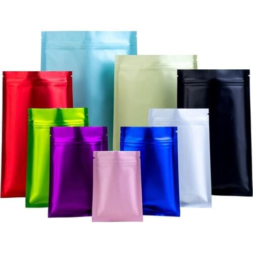 Wholesale 100pcs Flat Bottom Matte Aluminum Foil Zip-lock Bag Snack Cosmetics Nail Powder Capsule Coffee Flour Heat Sealing Bags