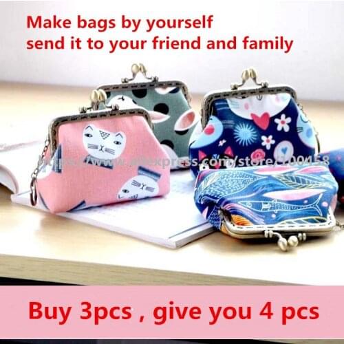 13*9*4cm Handmade Metal Coin Purse Frame Bags with Key Chain DIY Quilting Bags Material Kit with Kissing Lock