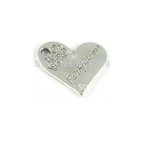 180PCS Tibetan Silver Color heart shape FAITHFULNESS charm A15225