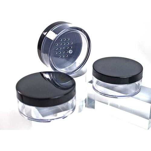 30g Transparent Black Lid loose PowderJar Cosmetic Travel Finishing Powder Filling Container With Sieve