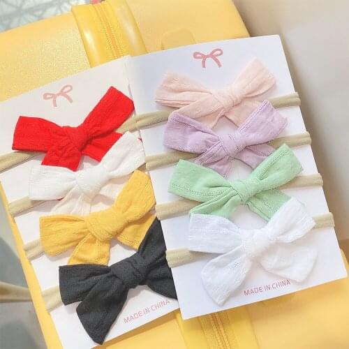 4Pcs/Set Bow Nylon Baby Headband For Girls Newborn Headbands Soft Cotton Elastic Hair Bands GiftsTurban Kids Hair Accessories
