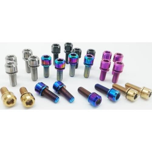 4pcs M6*16/18mm Titanium Ti Alloy Bicycle Disc Brake Caliper Bolts Clamp MTB Mountain Bike Brake Screws Washers M6x16mm M6x18mm