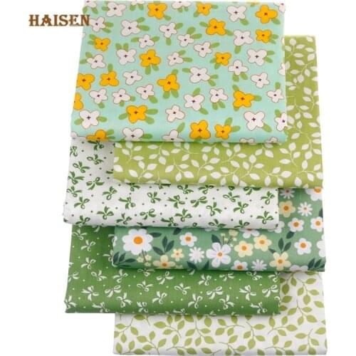 6Pcs/Lot,Green Floral,Printed Twill Cotton Fabric,Patchwork Cloth,Calico Set For DIY Sewing Quilting Baby&Child Ragdoll Material