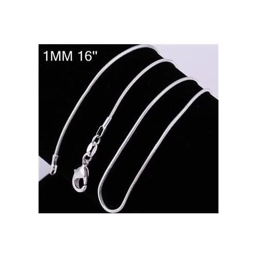 10pcs/lot Promotion! wholesale 925 silver necklace, 925 silver fashion jewelry Snake Chain 1mm 16 inches graceful Necklace