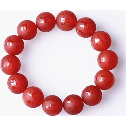 BB-014 Tibetan Mantras Beaded Bracelets Matted Red Carnelian Bracelets 8mm 10mm 12mm 14mm 16mm