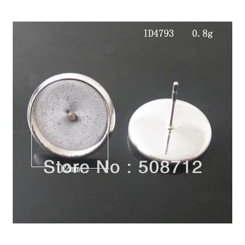 Free shipping!!! 500pcs silver plated Cabochon Settings Earring Post /pad 12mm,earrings Stud