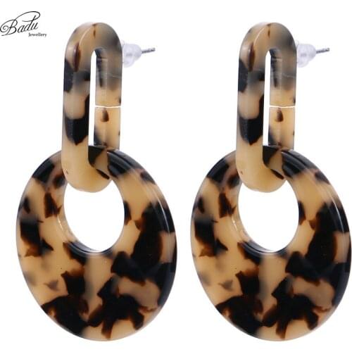 Badu Big Acrylic Dangle Drop Earring Leopard Camouflage Acetic Acid Earrings for Women Vintage Bohemian Jewelry for Halloween