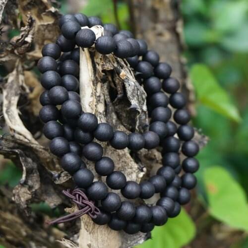 8mm * 108 * Natural Black Sandalwood Beads Ring Line / Ebony / Loose Mala Beads Japa Prayer Bracelet or Necklace DIY Accessories