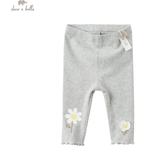 DBZ17129 dave bella spring baby girls fashion floral print pants children full length kids pants infant toddler trousers