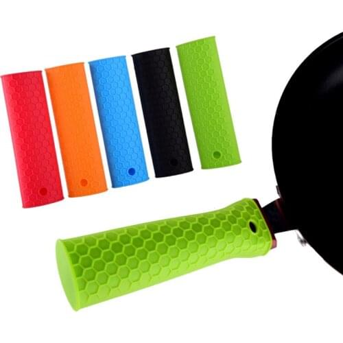 New Silicone Panhandle Pot Mitts Heat Resistant Saucepan Holder Sleeve Slip Cover Grip Cookware Parts For Kitchen Cooking Tools