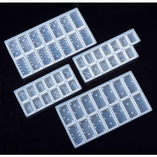 Pandahall 4pcs/Set Dominoes Silicone Molds for Resin Casting Mould Epoxy Resin Crafts Jewelry Making DIY Handmade Mixed Shapes
