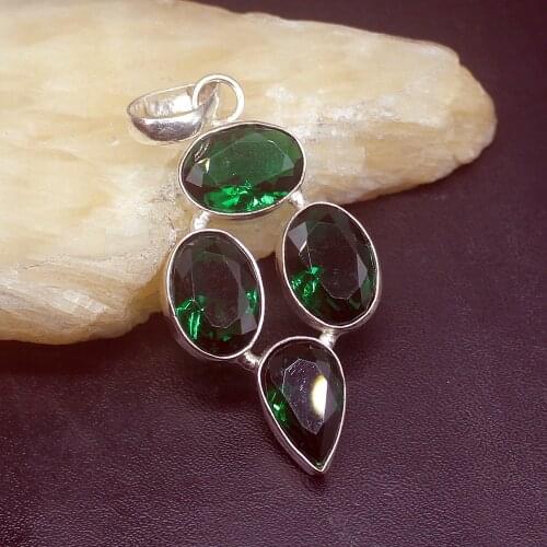 Gemstonefactory Jewelry Big Promotion 925 Silver Dashing Natural Green Topaz Women Ladies Gifts Necklace Pendant 1115