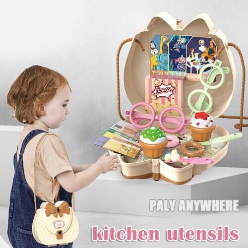 Play House Toy Childrens Simulation Backpack Combination Kitchen Tableware Makeup Set Medical Kit Film Themed Girl Gift