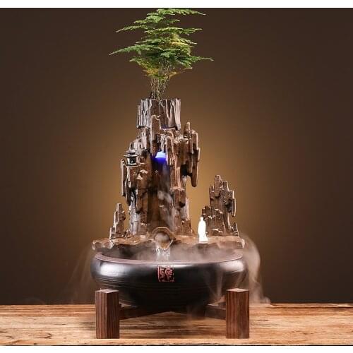 Ceramic home decoration water fountains desk decor plant pots Rockery water fairy garden miniatures living room decoration
