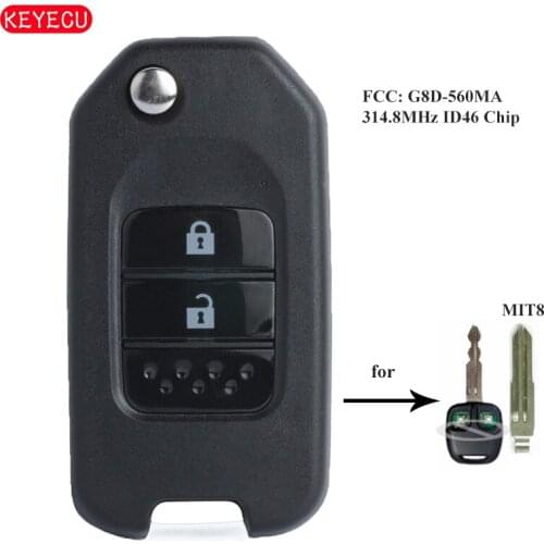 KEYECU 313.8MHz ID46 Chip Upgraded Flip Remote Key fob for MITSUBISHI Outlander Pajero Airtreck L200 with MIT8 Blade G8D-560MA