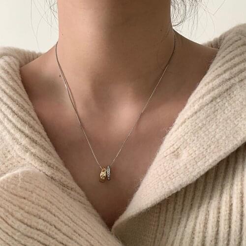 Huge Bud Simple Interlock Necklace AAA Zircon Double Buckle Pendant Clavicle for Women Charm Choker Party Fashion Jewelry Gift