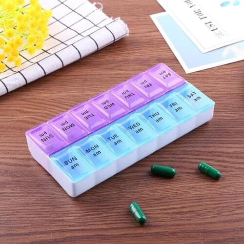 14/7 Grids 7 Days Weekly Pill Case Medicine Tablet Dispenser Organizer Pill Box Splitters Pill Storage Organizer Container