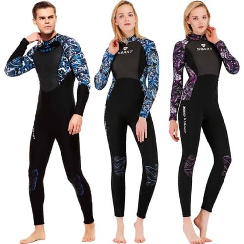 Sharbat men and womens 3MM one-piece diving suit womens long sleeve warm winter surfing snorkeling suit