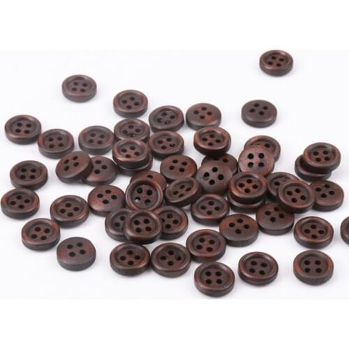 Round Wooden Sewing Vintage Buttons Dark Brown for Handmade Scrapbooking Craft 50pcs 12mm