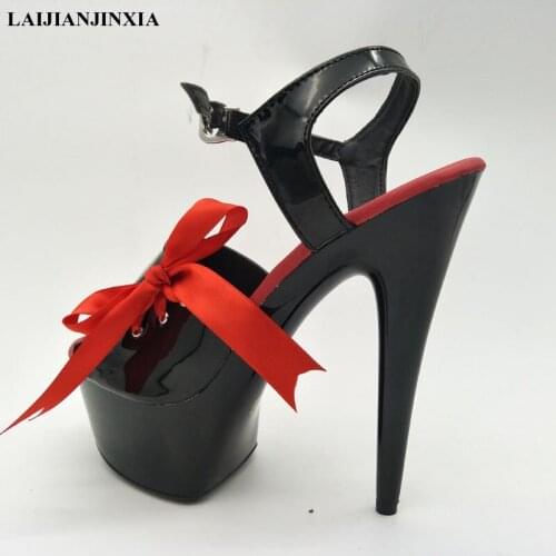 LAIJIANJINXIA New Sweet Princess Style 15cm Open Toe High Heel Platform Shoes 6 inch sexy Super High Shoes strappy sandals