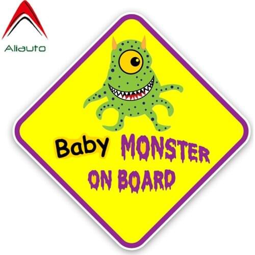 Aliauto Lovely Car Sticker Baby Monster on Board Auto Decoration Vinyl Decal for Peugeot Mini Cooper Hyundai Passat ,14cm*14cm