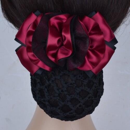 I-Remiel Fashion Professional Bun Net Snood Head Flower Korean Jewelry Hairpin Hotel Bank Nurse Bow Hair Accessories for Women