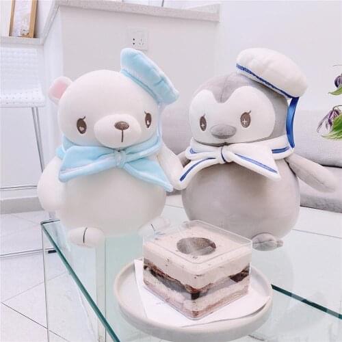 Navy Penguin Plush Toy Stuffed Bow Tie Polar Bear Stuffed Animals Oringinal Design Baby Soft Appease Toy Birthday Gift Girly Toy