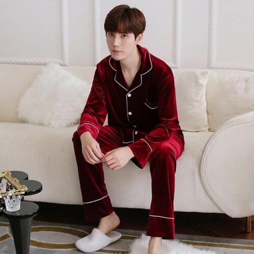 Mens pajamas new fashion casual cardigan home service men pijama large size comfortable suit pajamas men