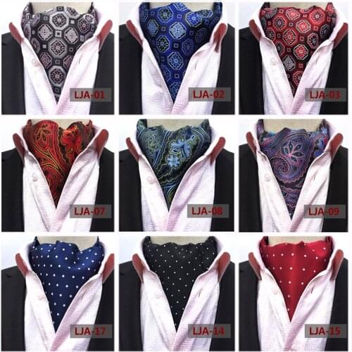 Men Stylish Paisley Polka Dots Floral Silk Cravat Ascot Wedding Neckties BWTHZ0512