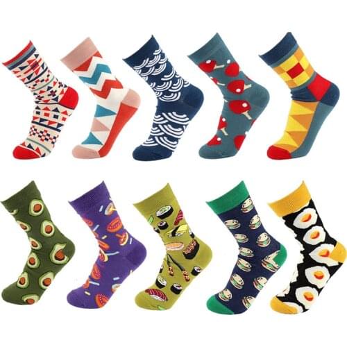 10 Pairs 30 Style Casual Men Socks Fashion Design Plaid Colorful Happy Business Party Dress Funny Woman Cotton Socks Gift