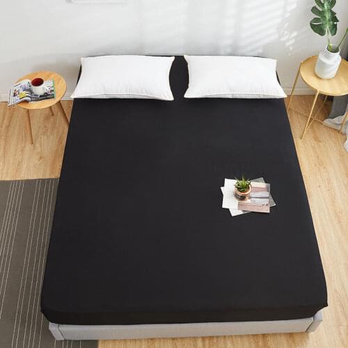Bed Linen Cotton Bed Sheet with Elastic Band King Size 100%Cotton drap housse 150x200 Black Color High Quality Cotton Sheets