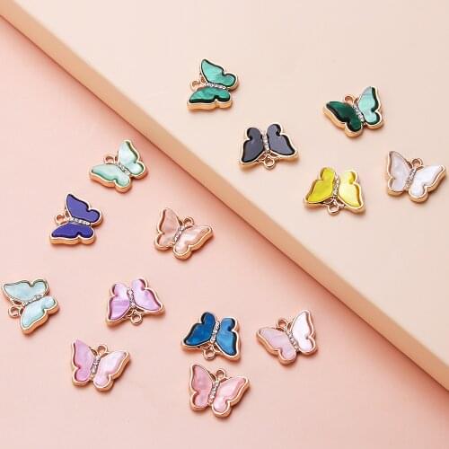 SAUVOO 10pcs Multicolor Acrylic Butterfly Charm For Jewelry Making Pendants Necklaces Cute Earrings DIY Handmade Accessories