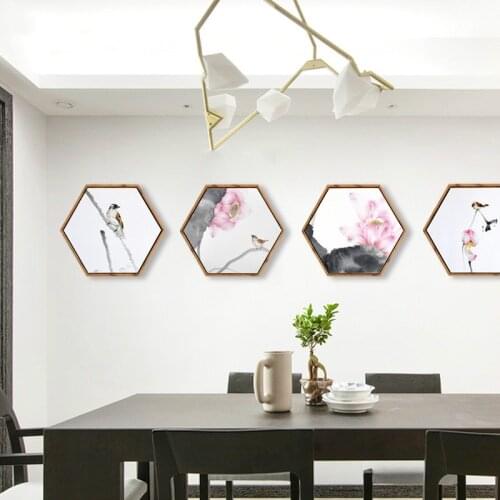 Hexagon Canvas Painting Posters and Prints Oil Painting Wall Art Canvas Framed Home Decoration Hallway Bedroom Picture