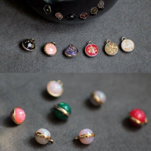 Vintage diy jewelry making 50pcs/lot color rounds shape alloy charms fit earring/bracelet/necklace pendants accessory