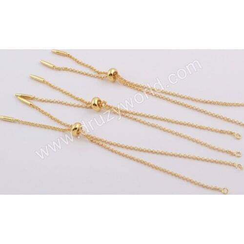 BOROSA Gold Plated O Chain 1mm Thin Connector Chain Adjustable Bracelet Accessories Gold Chains for Women Bangle Jewelry PJ290