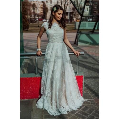 2020 Plus Size Lace Wedding Dress Long Country Style A Line Bridal Gowns Summer Beach Backless Sweep Train Wedding Dresses