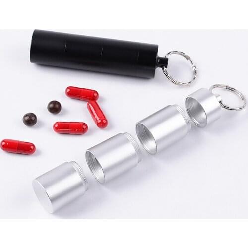 1pcs Portable Waterproof Aluminum Pill Box Case Keychain Tablet Storage Box Bottle Container Health Care Medicine Organizer Box