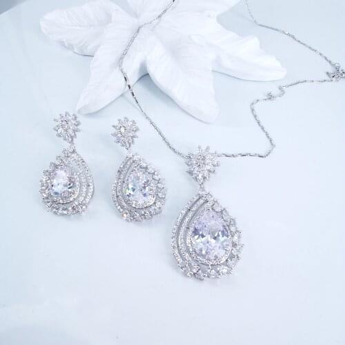 2020 new fashion vintage purple red CZ zircon necklace earrings party jewelry wedding dressing banquet formal dinner jewelry