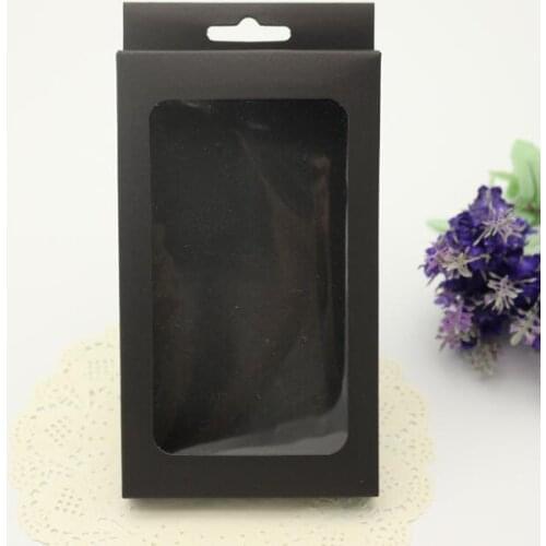 30pcs Popular kraft black white paper phone case boxes packaging Retail Package window boxes For mobile phone