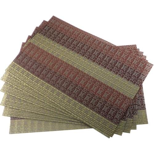 6Pcs Woven Vinyl Non-slip Insulation Heat Stain Resistant Tableware Dinnerware Table Placemat Kitchen Dining Meal Mat Place mat